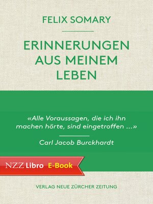 cover image of Felix Somary, Erinnerungen aus meinem Leben